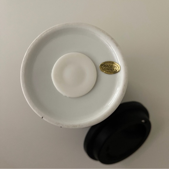 Black and White Artsy Double Walled Ceramic Porcelain Travel Mug - Picture 11 of 16